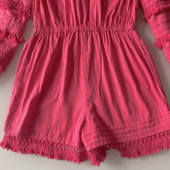 Intermix Women's Pink June Tassel 100% Cotton Romper Sz 0 - Picture 9 of 11